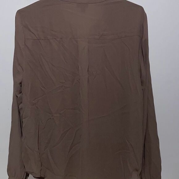 Torrid Women's Brown Pleated Popover Split Neckline Long Sleeve Blouse Size 00 - Picture 5 of 8